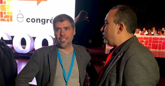 Unai Sordo (i), secretario general de CCOO, junto a su homólogo en Cataluña, Javier Pacheco, en una imagen de archivo / CG