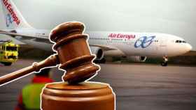 Un avión de Air Europa y el mallete de un tribunal / FOTOMONTAJE CG