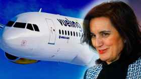 La directora general de la Agencia Estatal de Seguridad Aérea, Isabel Maestre, y un avión de Vueling.