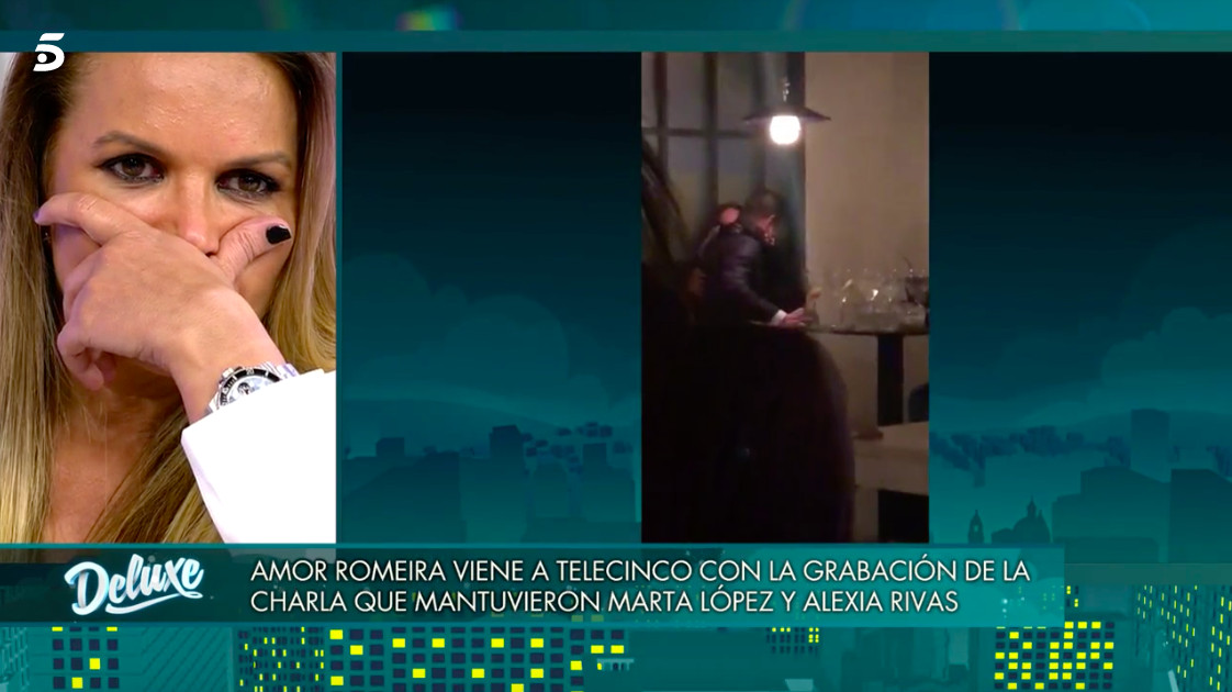 Marta López viendo el vídeo de Alfonso Merlos besándose con otra / MEDIASET