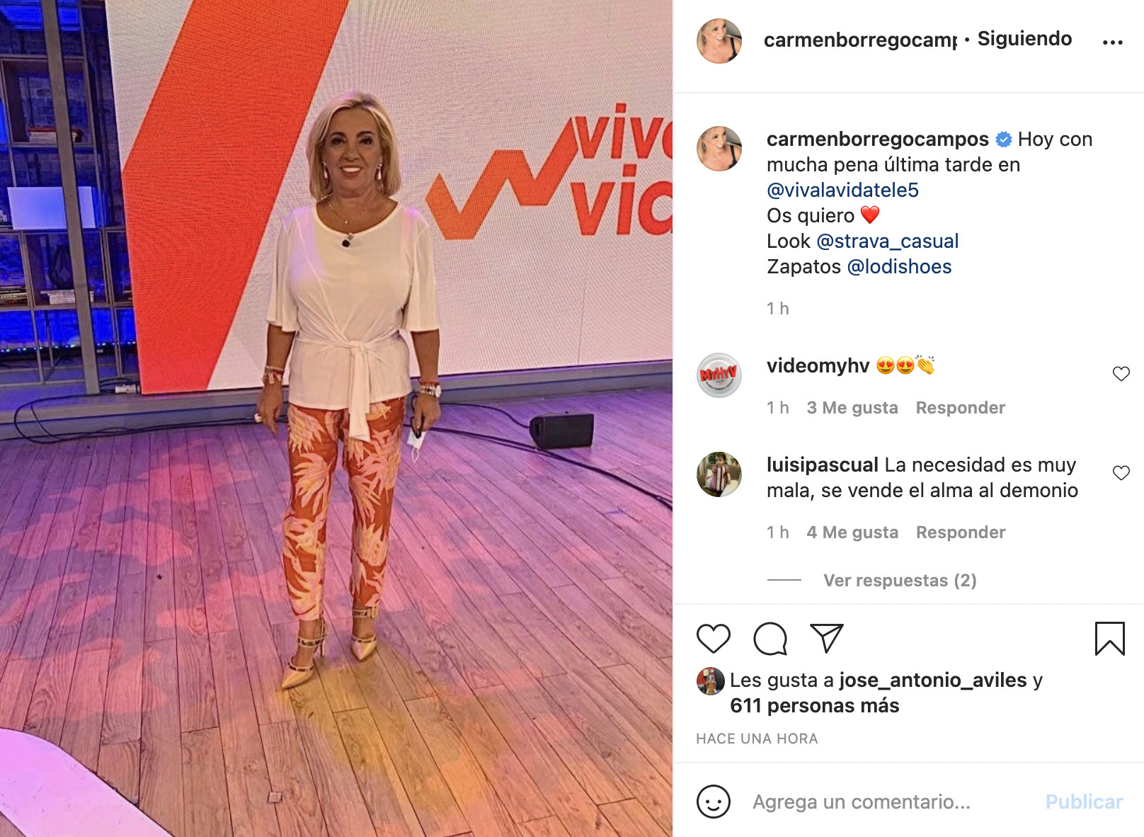 Publicación de Carmen Borrego en Instagram / @carmenborregocampos