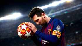 Messi durante el partido contra el Manchester United / EFE