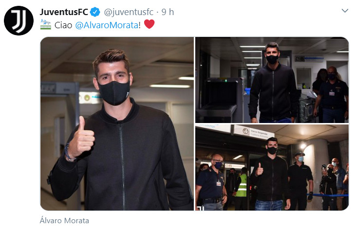 Publicación de la Juventus sobre la llegada de Morata / Redes