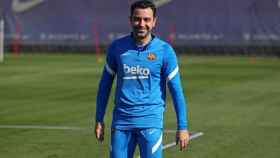 Xavi Hernández, feliz en el entrenamiento del FC Barcelona / FCB