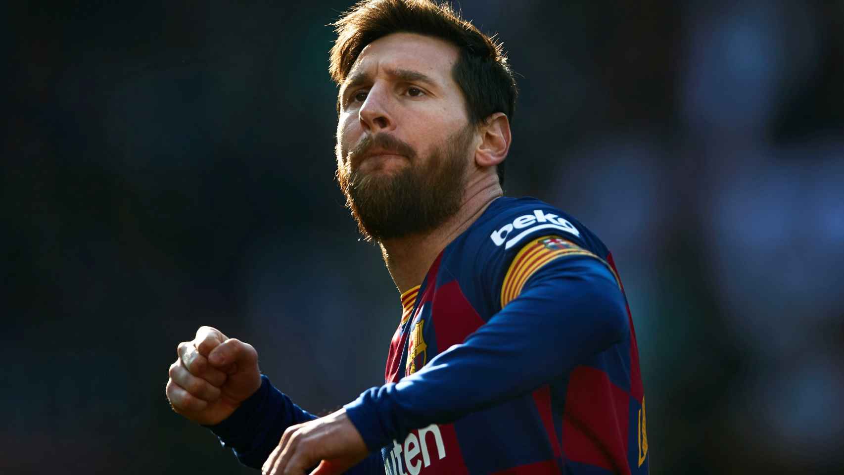 Leo Messi celebra uno de sus goles al Eibar / EFE
