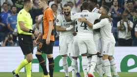 Los jugadores del Real Madrid celebran un gol ante el Shakhtar / EFE