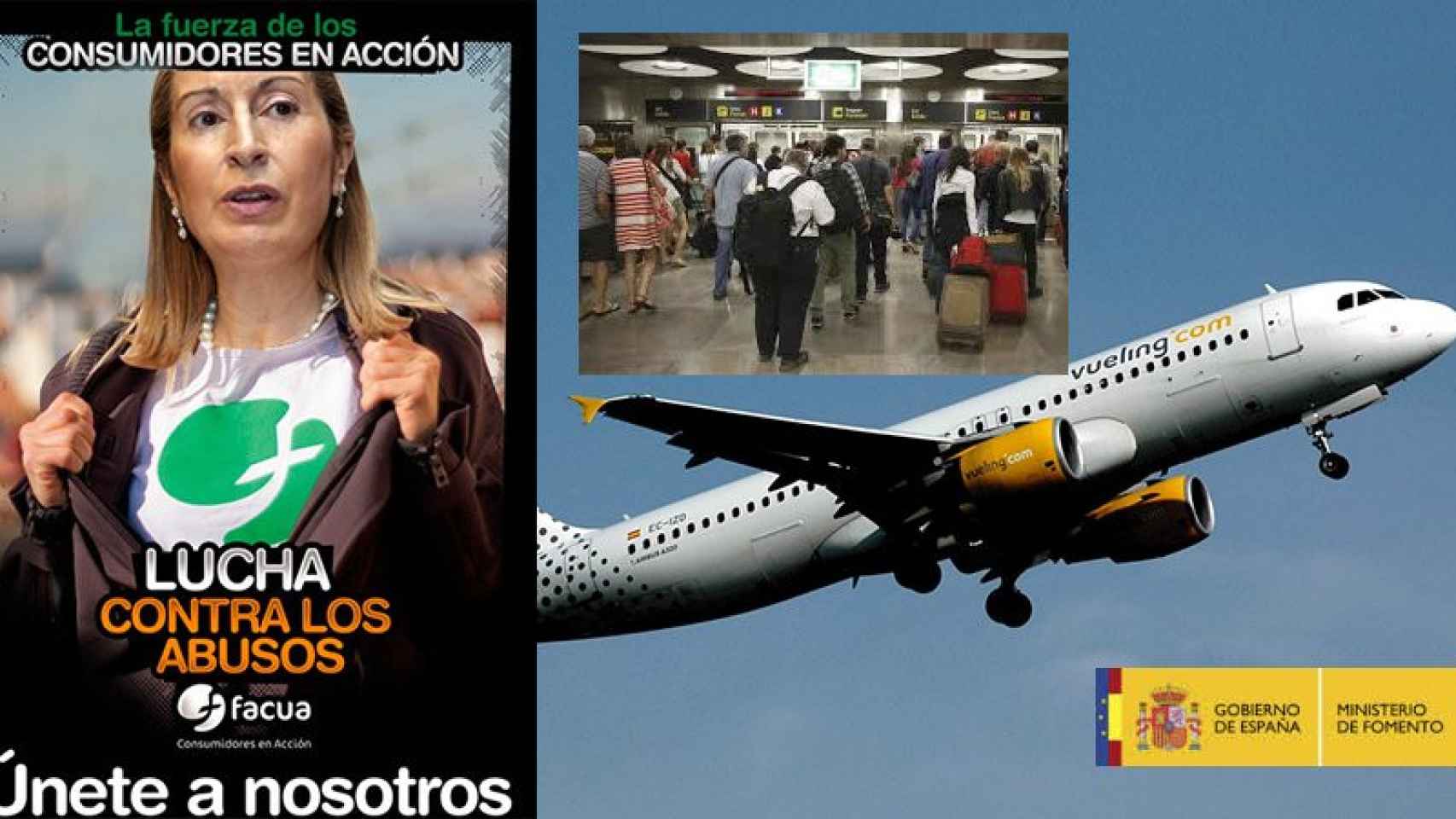 Ana Pastor en una recreación de su papel como defensora de los consumidores en la crisis de Vueling y el colapso aeroportuario.