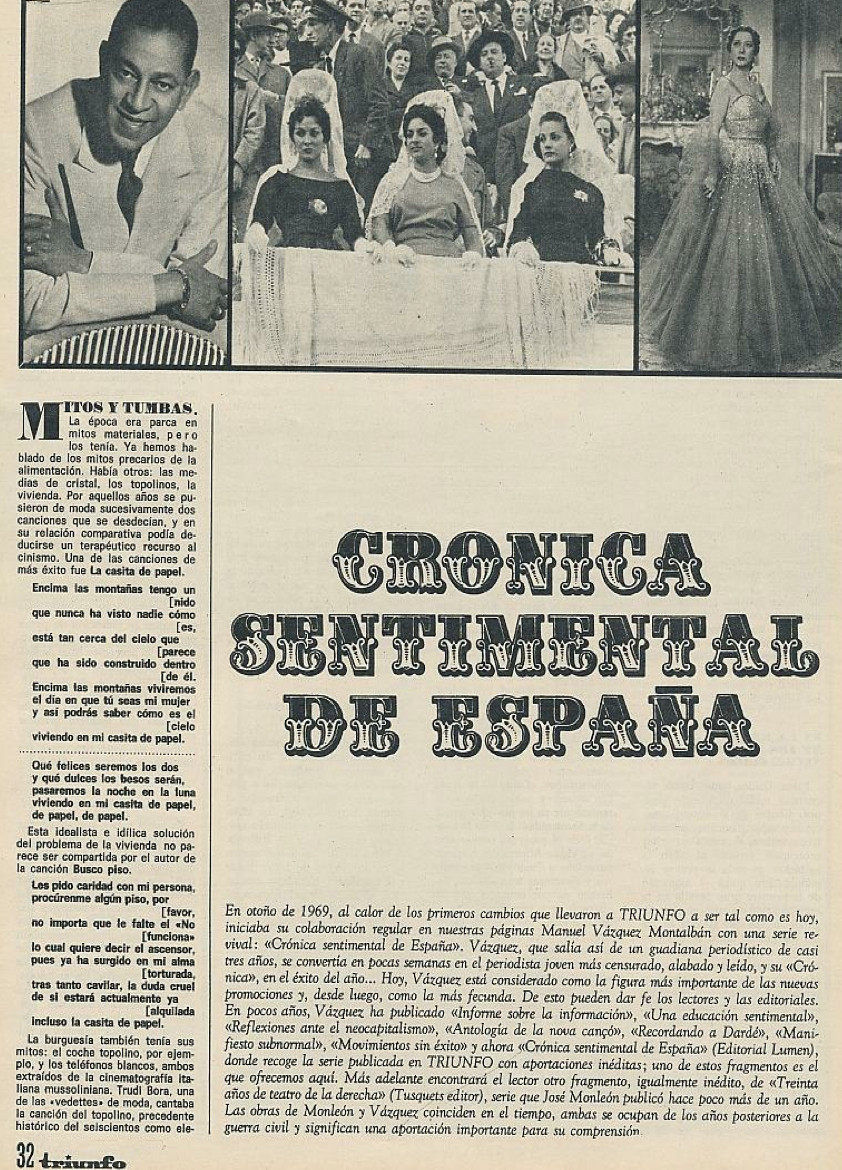 Reproducción de un capítulo de la 'Crónica sentimental de España' publicado por la revista 'Triunfo'