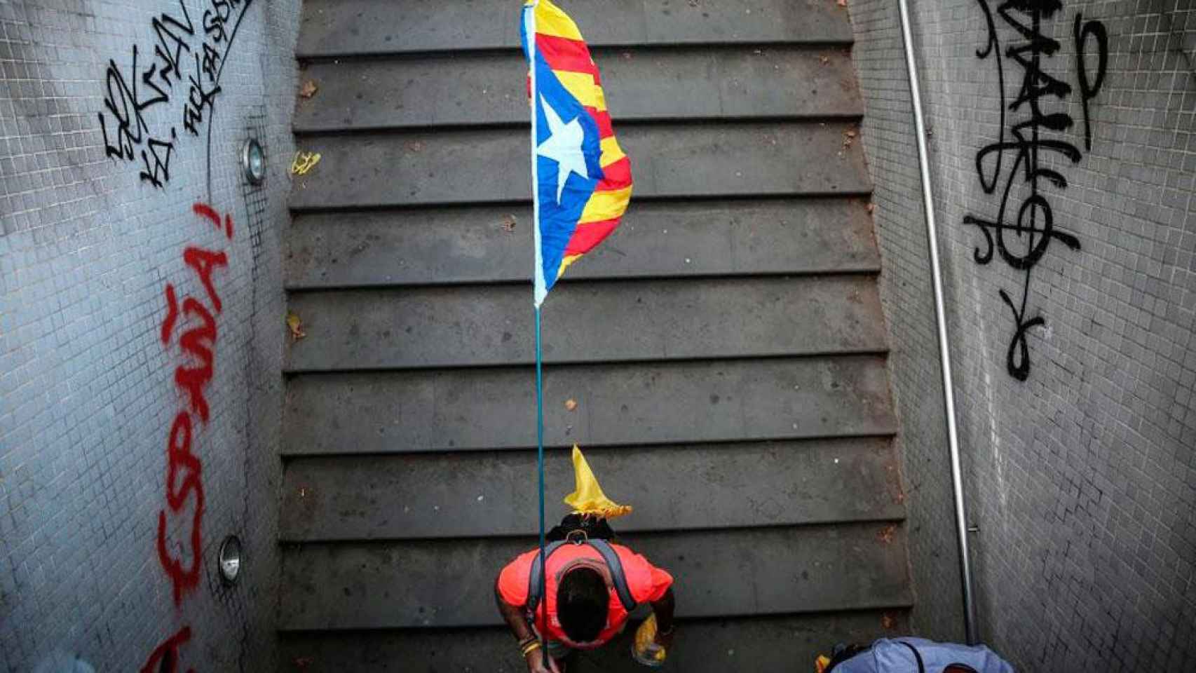 Imagen de un manifestante independentista en la Diada de 2018 en Barcelona / GTRES