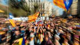 Manifestación independentista en Barcelona coincidiendo con la huelga contra el juicio del 'procés' / EFE