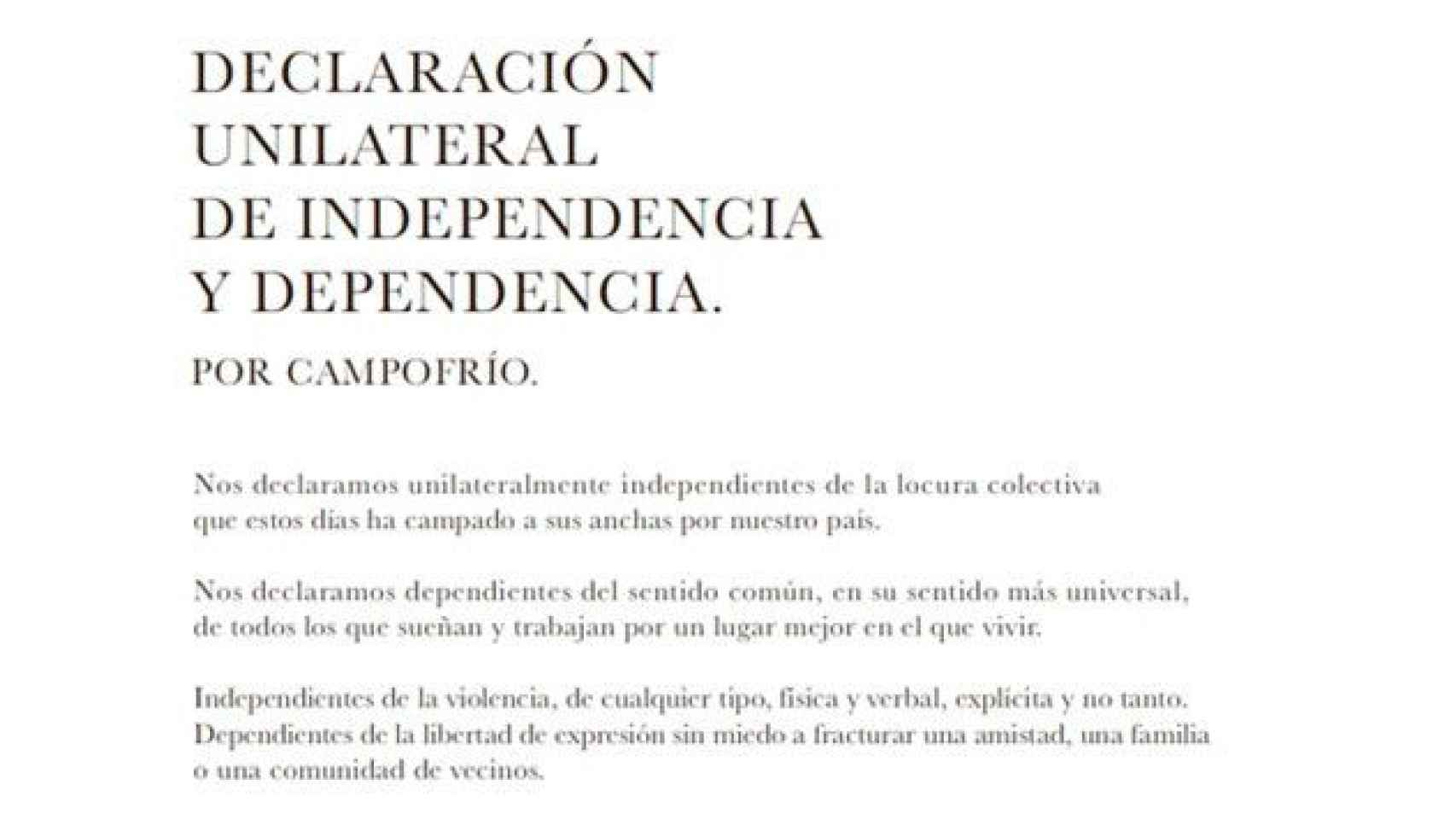 Campofrío aprovecha el 'procés' explotar la vena patriótica