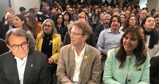 Artur Mas, Ferran Bel y Laura Borràs (de izquierda a derecha), en un acto de partido / EUROPA PRESS