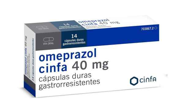Envase de Omeprazol, comercializado por la farmacéutica Ninfa, habitual en los botiquines domésticos