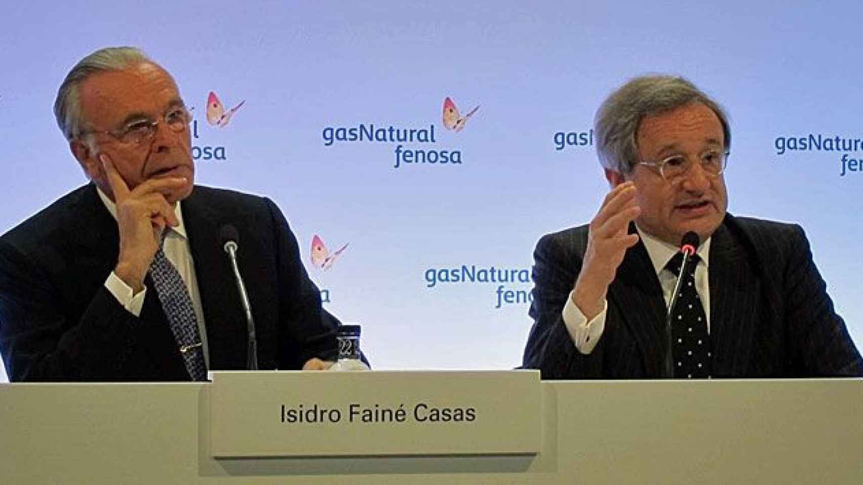 Isidro Fainé (i), presidente de Gas Natural Fenosa, y Rafael Villaseca (d), consejero delegado de la cotizada / CG