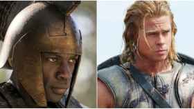 David Gyasi y Brad Pitt, dos actores que han interpretado a Aquiles. /BBC y Warner Bros