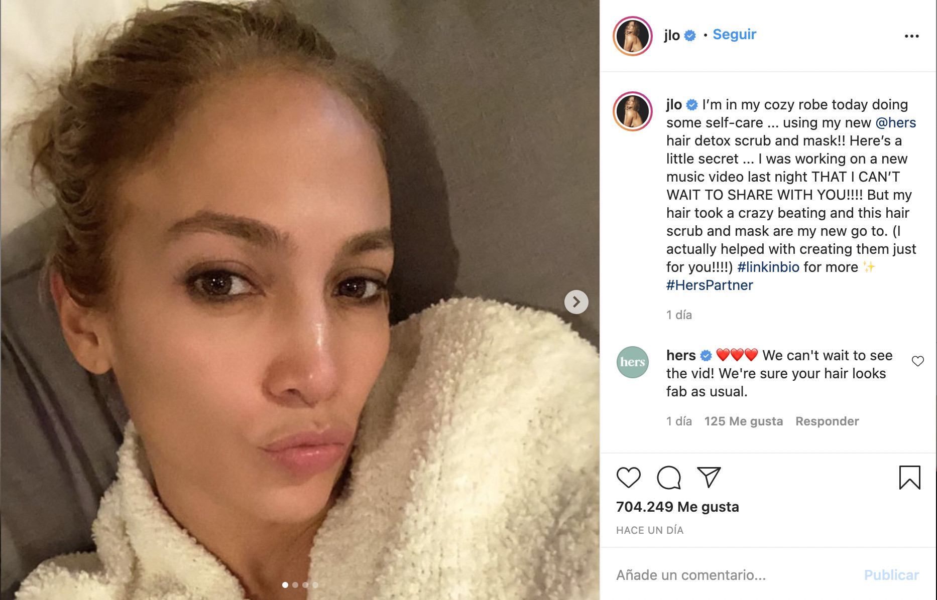 La cantante Jennifer López a través de sus redes sociales / INSTAGRAM