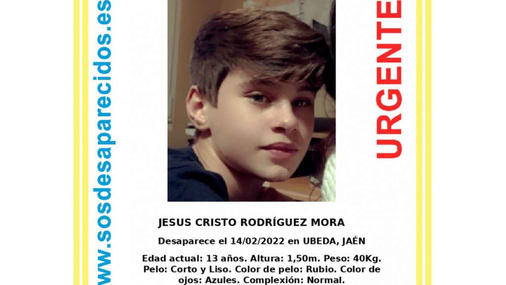 Jesús Cristo Rodriguez Mora, un niño de 13 años desaparecido / REDES