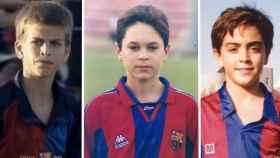 Piqué, Iniesta y Xavi Hernández cuando eran jugadores de La Masía en un fotomontaje / CULEMANÍA