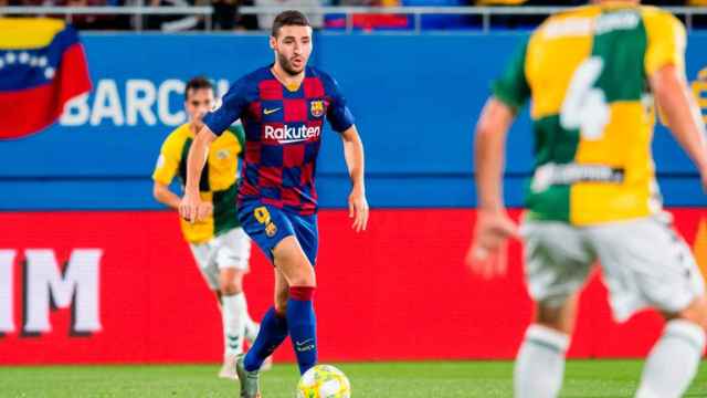 Abel Ruíz en un partido con el filial azulgrana/ EFE