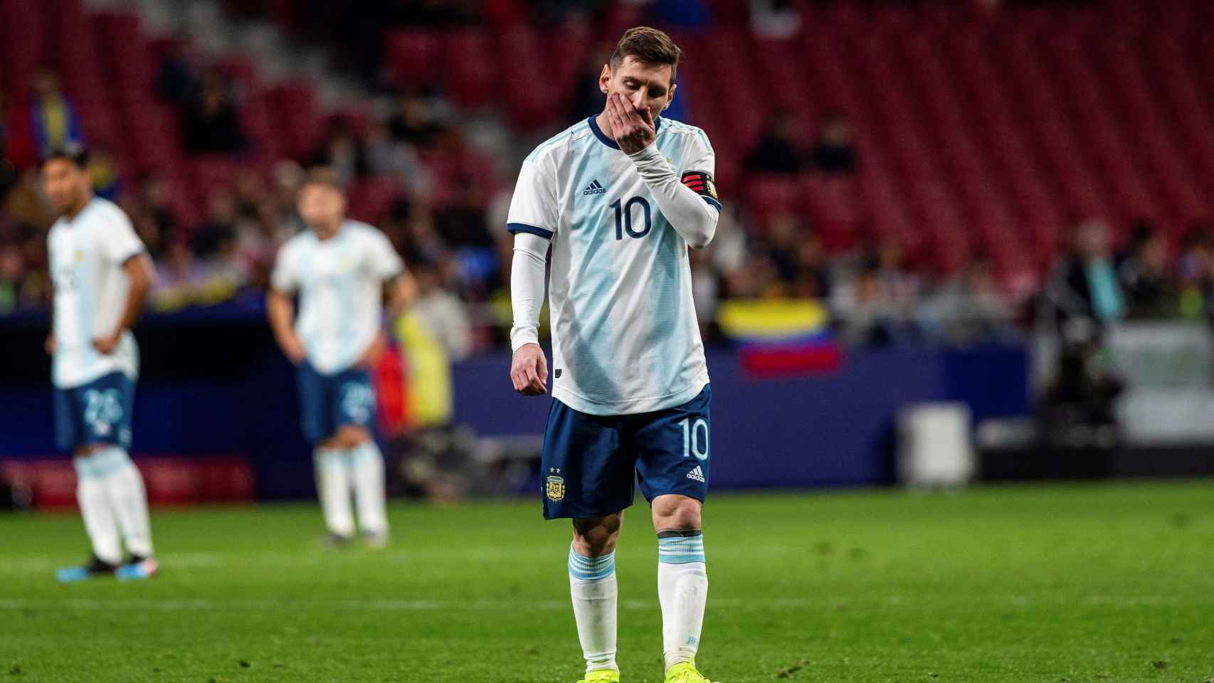 Messi lamenta un tanto de Venezuela en el amistoso disputado en el Wanda / EFE