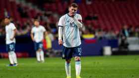 Messi lamenta un tanto de Venezuela en el amistoso disputado en el Wanda / EFE