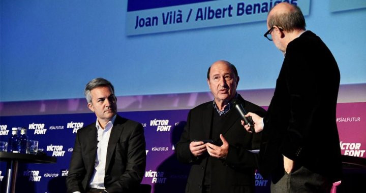 Joan Vilà junto a Víctor Font en la presentación de la estructura deportiva de Sí al Futur / SÍ AL FUTUR