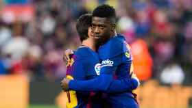 Ousmane Dembelé celebrando un gol con Leo Messi / EFE