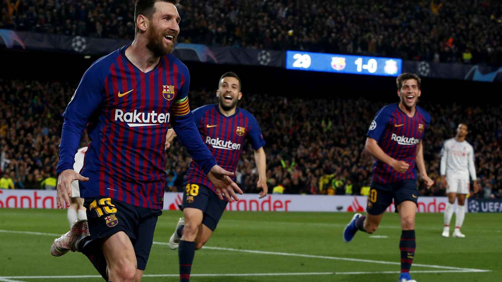 Leo Messi celebra el segundo gol del FC Barcelona frente al Liverpool / EFE