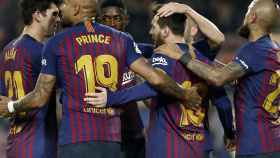 Los jugadores del Barça celebran un gol / EFE