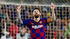 Leo Messi celebra su gol frente al Sevilla / EFE
