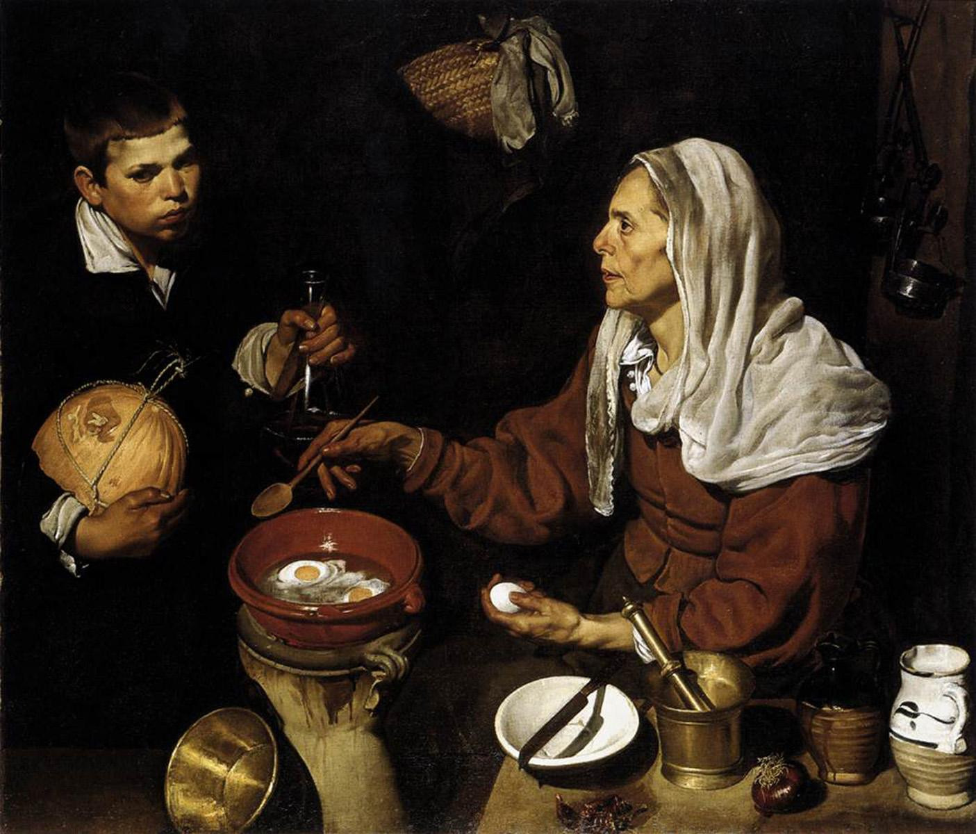 Vieja friendo huevos, de Diego Velázquez