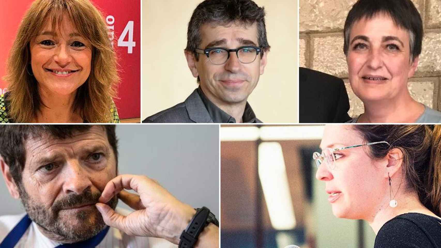 Laia Bonet (arriba izquierda); Jordi Martí; Rosa Alarcón; Albert Batlle (abajo izquierda) y Janet Sanz, pesos pesados del futuro gobierno de Barcelona / CG