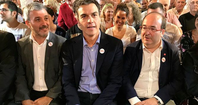 Jaume Collboni, Pedro Sánchez y Miquel Iceta, en una imagen de archivo / EP