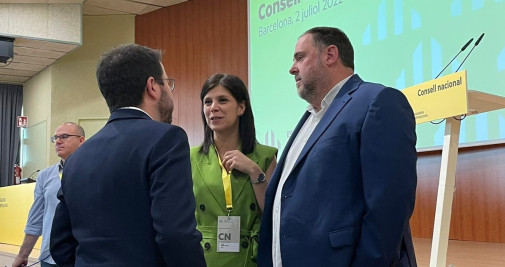 Pere Aragonès, Marta Vilalta y Oriol Junqueras en el Consejo Nacional de ERC / EP