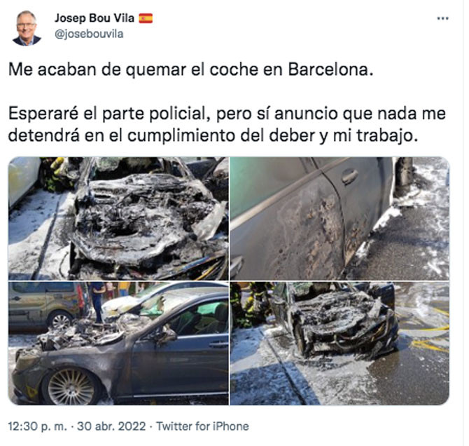 El tuit de denuncia pública de Josep Bou, concejal del PP en Barcelona / TWITTER