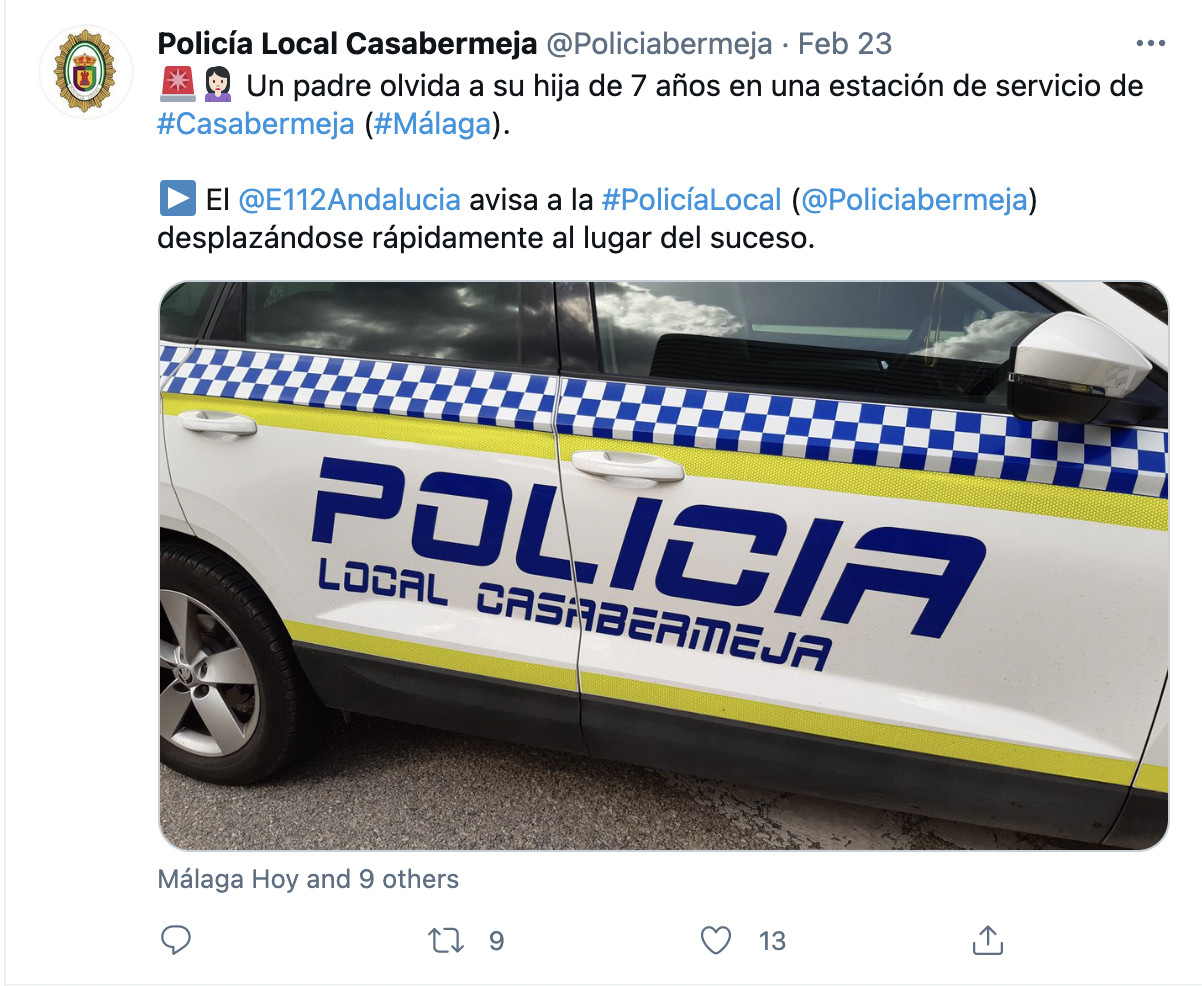 La Policía Local Casabermeja informa de los hechos / TWITTER