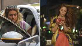 Clara Chía saliendo de un coche y Shakira, en su videoclip de 'Monotonía' / REDES