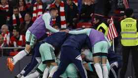 El Osasuna celebra su pase a la final de la Copa del Rey / EFE