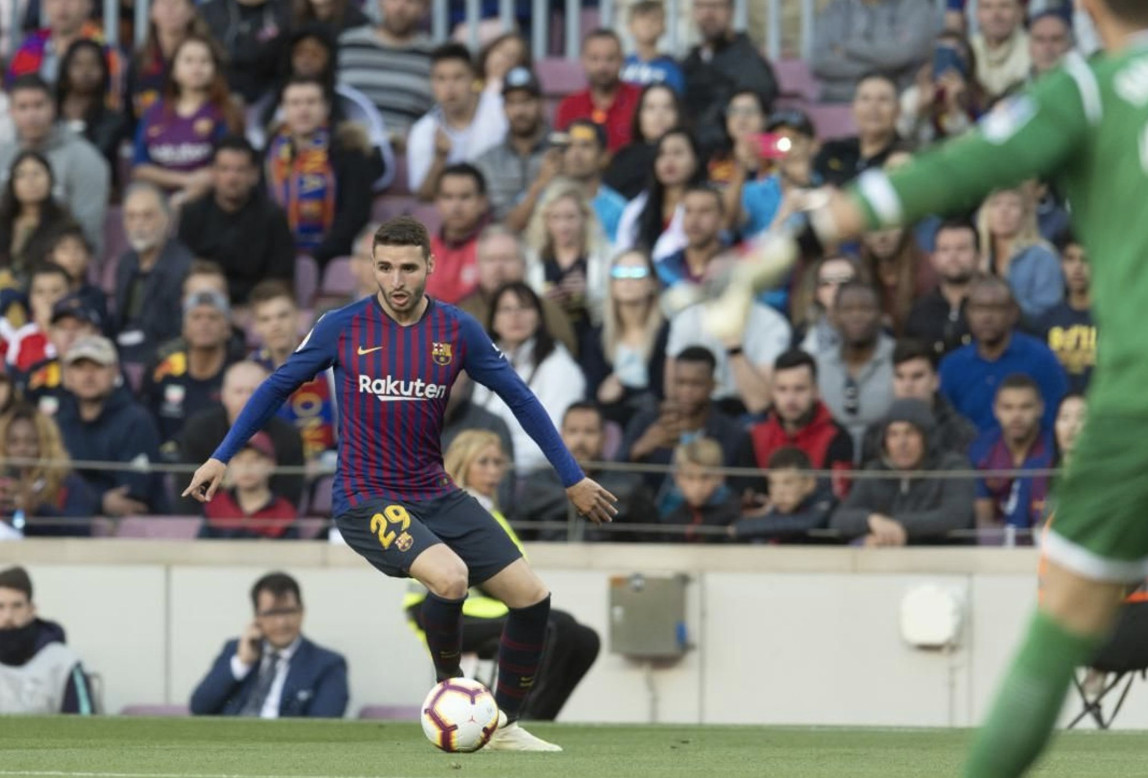 Una foto de Abel Ruiz en su debut con el Barça en el Camp Nou / FCB