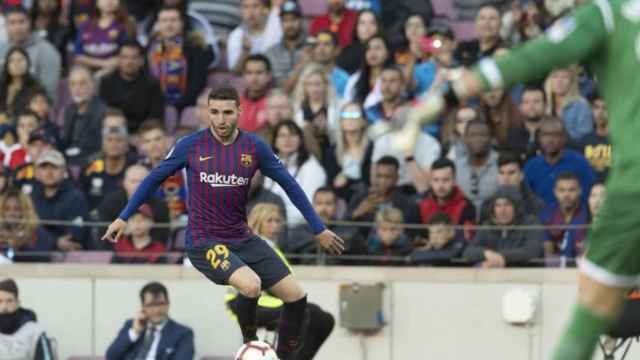 Una foto de Abel Ruiz en su debut con el Barça en el Camp Nou / FCB