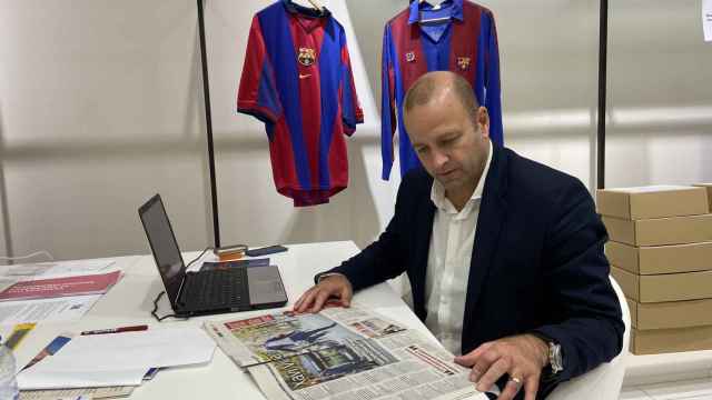 Xavier Vilajoana en su sede de precampaña a las elecciones del Barça / 'Futur con ADN Barça'
