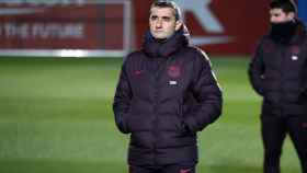Valverde en un entrenamiento del Barça previo a la visita del Mallorca / FC Barcelona