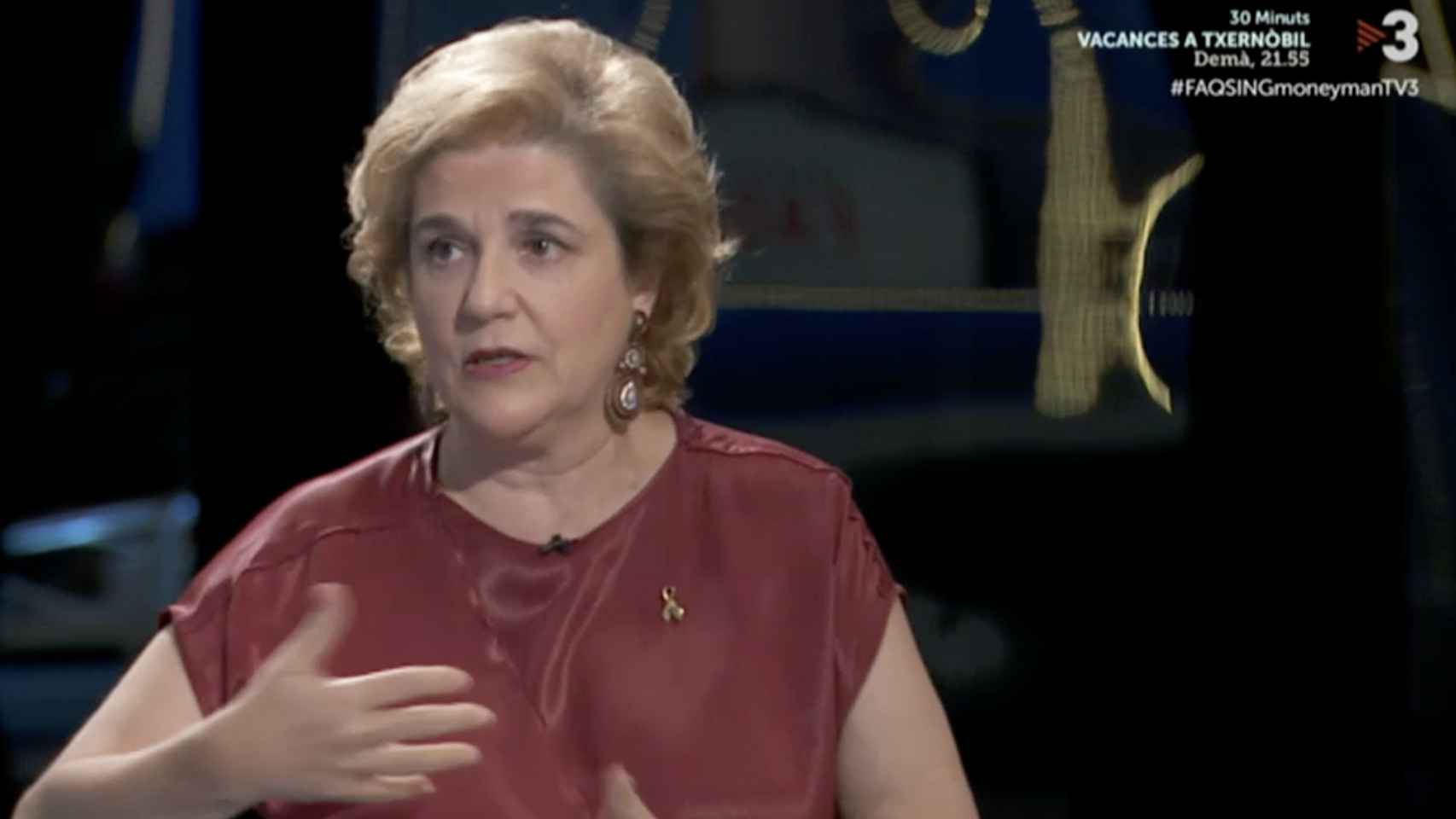 Pilar Rahola durante una de sus intervenciones en FAQS / TV3