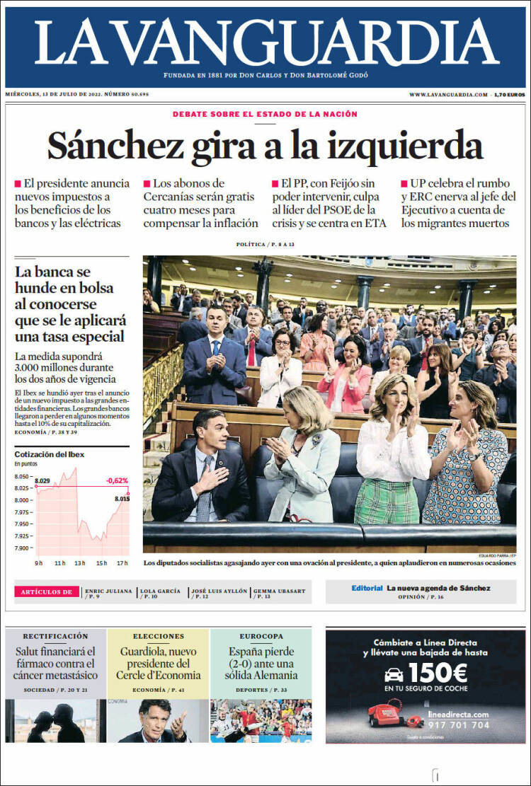 Portada de 'La Vanguardia' de 13 de julio / KIOSKO.NET