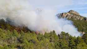 Incendio entre Xerta y Paüls, en Tarragona, este lunes / BOMBERS