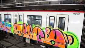 Una foto de archivo de un grafiti en el metro de Barcelona