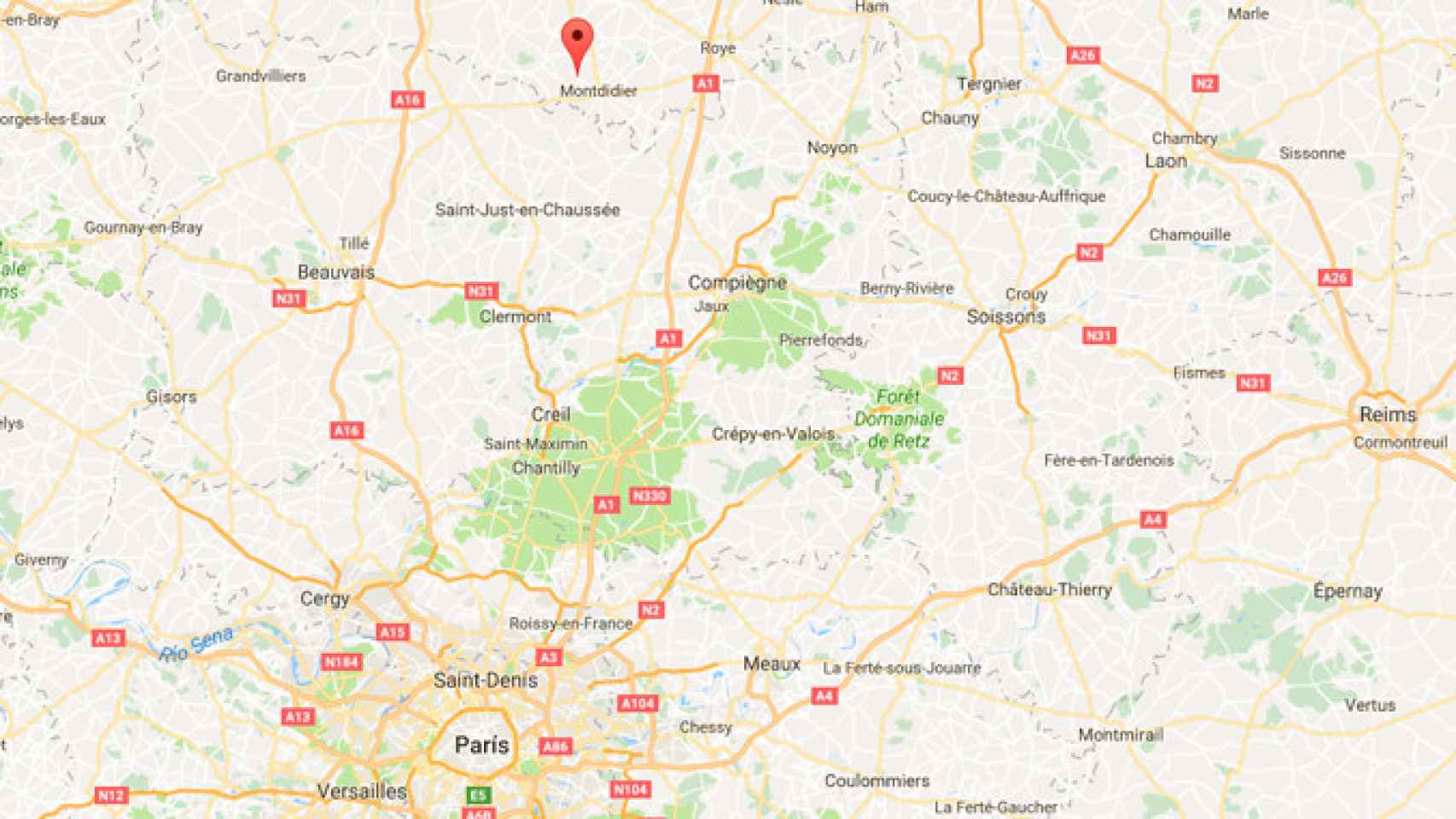 La señal marca el lugar aproximado en el que ha aparecido el arsenal de ETA en el departamento de Oise, Francia | CG