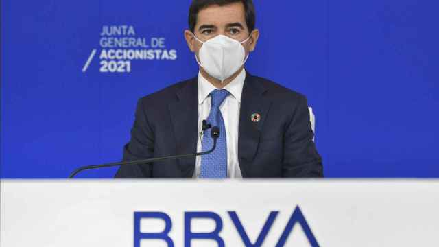 El presidente del BBVA, Carlos Torres, durante la junta de accionistas del banco / BBVA