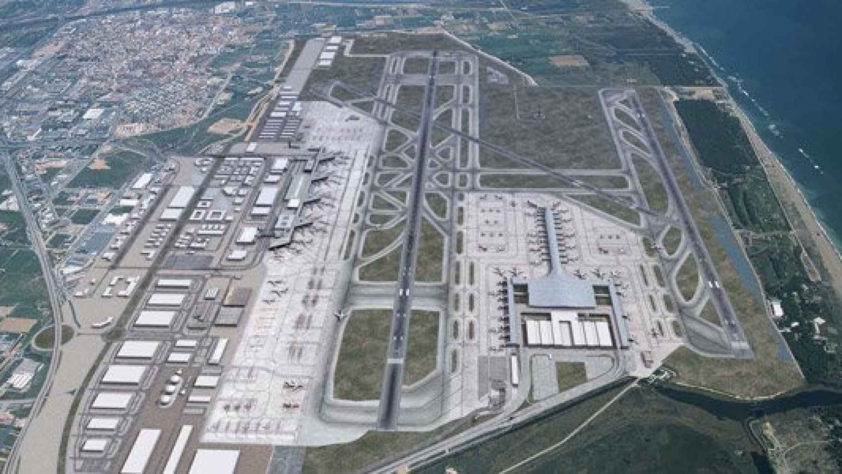 Imagen aérea del aeropuerto de Barcelona El Prat