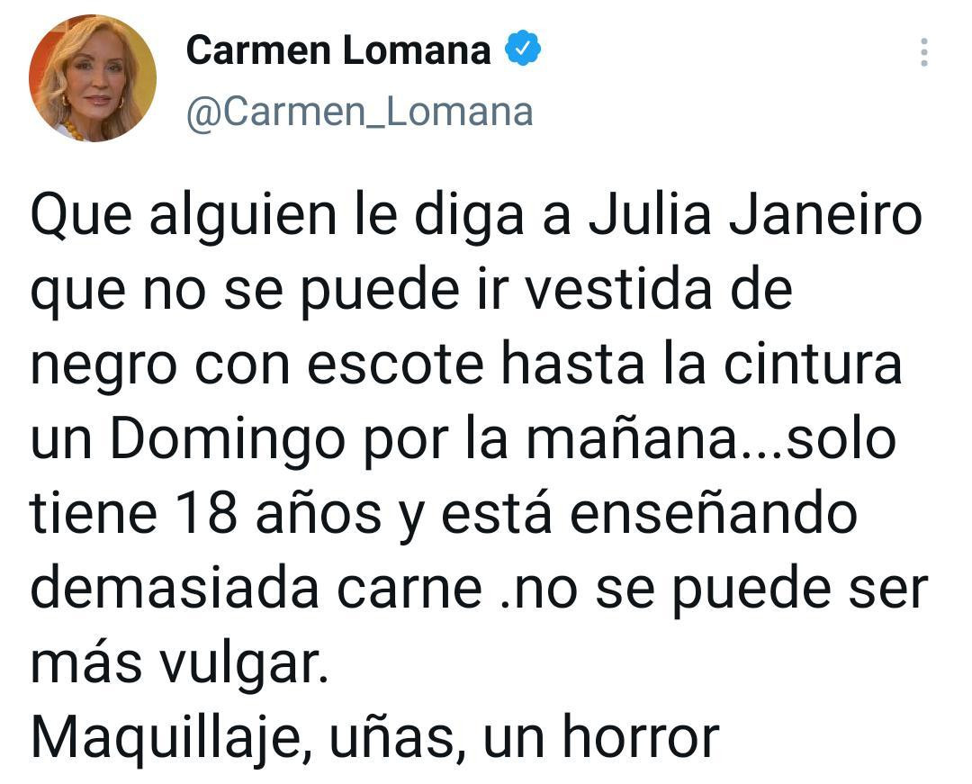 Comentario de Carmen Lomana sobre Julia Janeiro